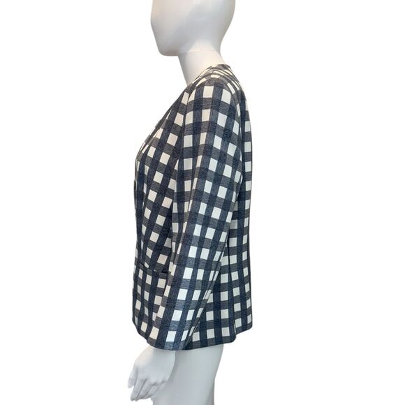Nine West Gingham Navy White Checkered Blazer‎ Size 10 - Picture 2 of 8